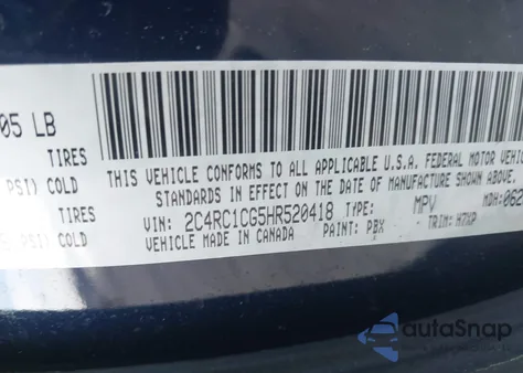 2017 Chrysler Pacifica Lx из США, поврежденный, VIN 2C4RC1CG5HR520418